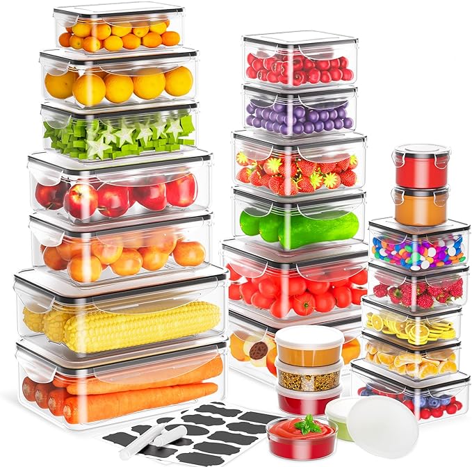 50 PCS Food Storage Containers by JSCARESFINDBEAUTYINLIFE