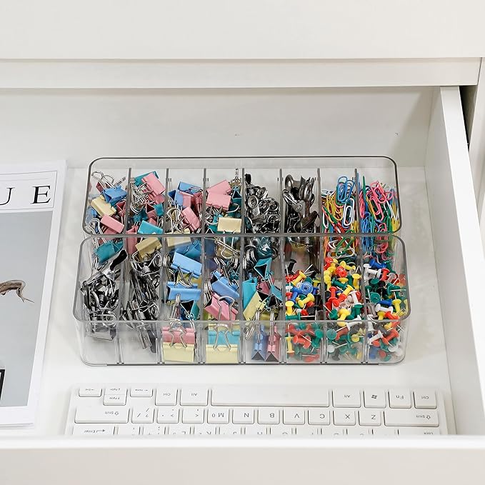 2 Pack Cable Cord Storage Box, Plastic Desk Drawer Organizer Case - Image 5
