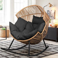Vongrasig Wicker Rocking Egg Chair PE Rattan with Cushion, Oversized Patio Lounge Rocker Chair for Outdoor, Indoor, Balcony, Backyard, Garden, Black by Vongrasig