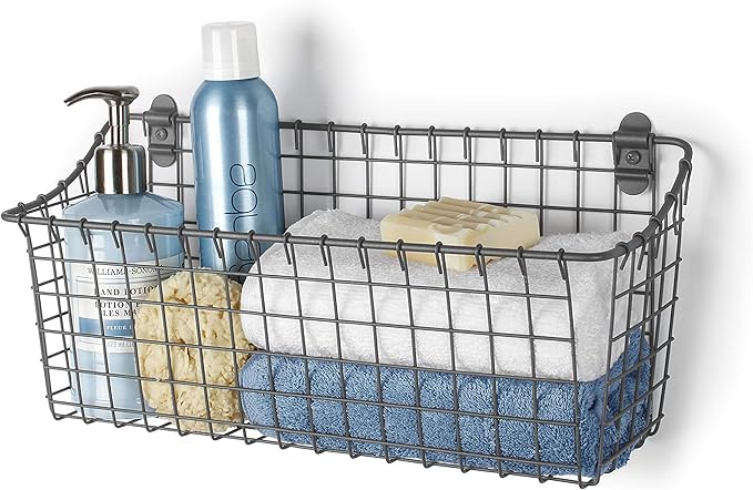 Spectrum Extra Large Wire Wall Mount Storage Basket Industrial Gray, Vintage - Image 9