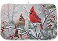 Christmas Dish Drying Mats 18x24 Inch Snow Red Bird Drying Mats Xmas Farmhouse by GOLIANDA