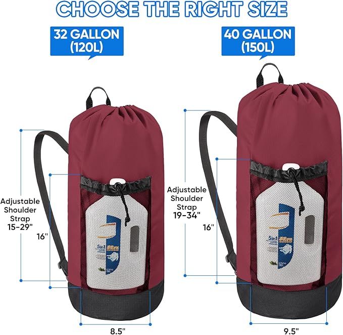 BALEINE 150L Laundry Bag Backpack, 900D Oxford Fabric Large Travel Laundry Bags - Image 3