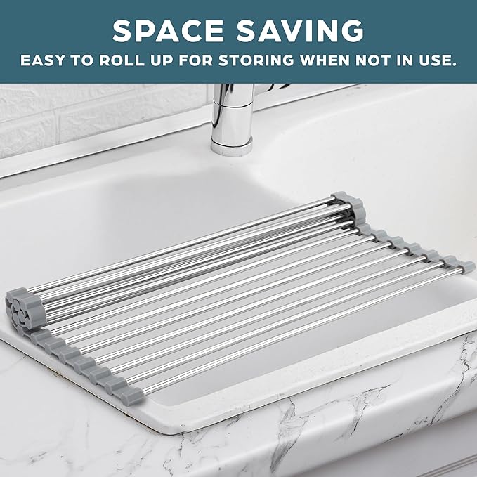 Zulay Kitchen 17.5” x 12” Roll Up Dish Drying Rack - Image 2