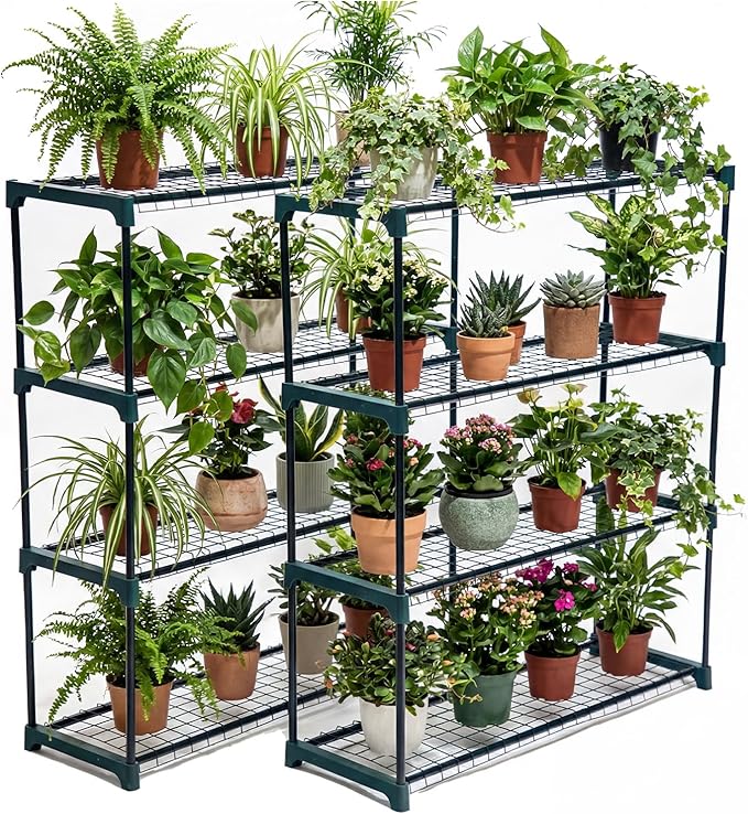 Panana 4 Tier Garden Greenhouse Steel Staging Shelving Plant Stand Garden Shelving Unit Garage Storage Racking, 2 Pack Plant Racks - Image 7