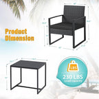 Flamaker 3 Pieces Outdoor Patio Wicker Furniture Set, Modern Rattan Chair Conversation Sets with Coffee Table for Yard and Bistro (Black) - Image 7