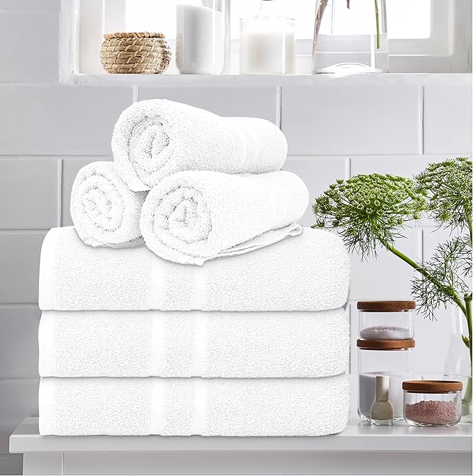 Basic Medium Bath Towels 24x48 Inches – Pack of 6 – White Color – Soft and - Image 7