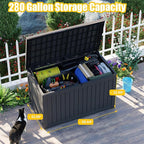 Deck Box - 280 Gallon Large Outdoor Storage box,Waterproof Patio Furniture and Storage Deck - Lockable and UV Resistant, Perfect for Pool and Outdoor Use, Weatherproof Resin, Lockable (Black) - Image 2