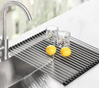 Tomorotec 17.7" x 15.5" Roll Up Dish Drying Rack Over Sink Drying Rack Sink - Image 9