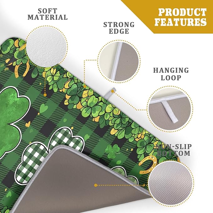 St Patrick's Day Green Clover Dish Drying Mat 18 x 24 Inch - Image 4