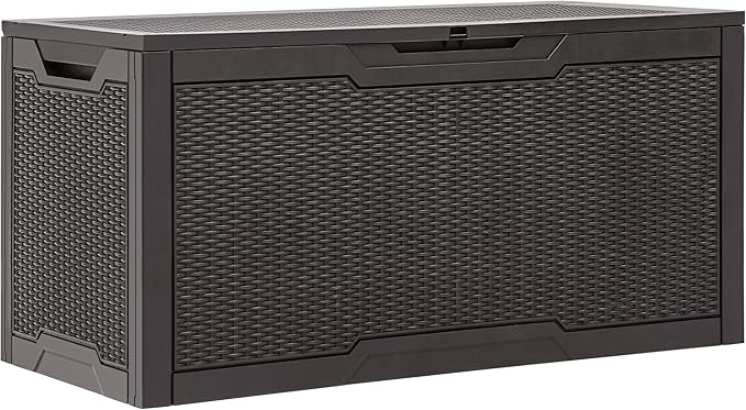 YITAHOME 100 Gallon Resin Deck Box, Weather Resistant Outdoor Storage Box, Lockable Indoor Outdoor Storage for Supplies and Essentials, Dark Brown - Image 7