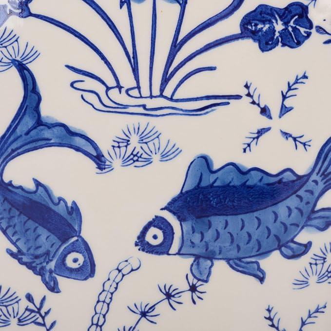 Safavieh Castle Gardens Collection Glazed Ceramic Blue Cloud 9 Chinoiserie Garden Stool - Image 6