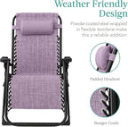 Best Choice Products Oversized Zero Gravity Chair, Folding Outdoor Patio Recliner, XL Anti Gravity Lounger w/Removable Cushion, Cup Holder, Side Tray, 350lb Capacity - Lavender - Image 4