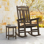 LUE BONA Outdoor Rocking Chairs Set, 3-Piece, Poly Porch Rockers with Table, Plastic Weather Resistant Rocking Chair Set for Outdoor Indoor, Garden, Backyard, 350lb, Brown, Chairs+Table - Image 9