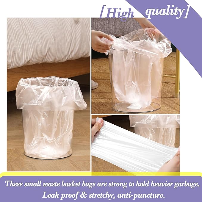 3 Gallon 120pcs Small Clear Trash BagsPlastic Strong Clear Garbage Bags - Image 5