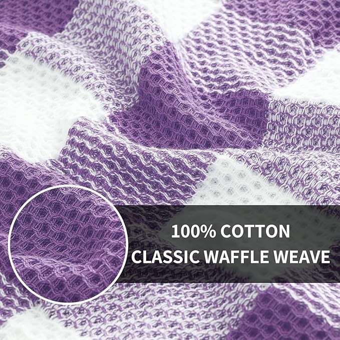 Homaxy 100% Cotton Waffle Weave Check Plaid Kitchen Towels, 13 x 28 Inches - Image 6