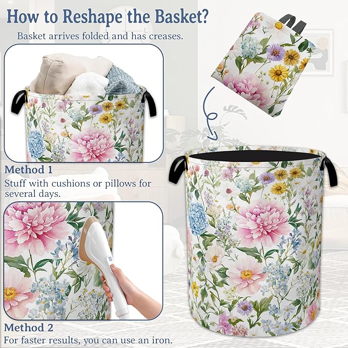 Watercolor Floral Laundry Hamper - Image 6