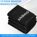 Panelee 12 Pcs Makeup Washcloths Bulk 13 Inch Black Makeup Towels Cotton Face - Image 2