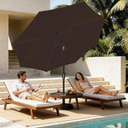 MEWAY 9ft Patio Umbrella Outdoor Table Umbrellas with Push Button Tilt and Crank, Market Umbrella 8 Sturdy Ribs for Deck, Garden, Pool and Backyard, Brown - Image 3