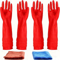Rubber Cleaning Gloves Kitchen Dishwashing Glove 2-Pairs And Cleaning Cloth by YSLON