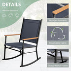 Shintenchi 2 Pcs Outdoor Rocking Chairs Set,Upgraded High Back Patio Rocking Chairs Set,Breathable Textilene Fabric Rocking Chair for Porch,Patio,Garden,Balcony,Dark Grey - Image 4