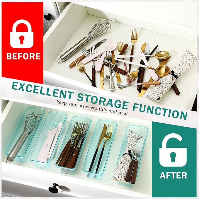 Maitys 12 Pcs Clear Drawer Organizer 9 x 3 x 2 Inches Plastic Rectangle Trays - Image 4