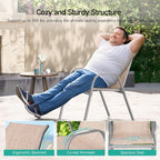 Patio Chairs Set of 2, Easily Set Up Stackable Outdoor Dining Chairs with High Back and Wide Seat, All Weather Breathable Outdoor Chairs Set of 2 with Metal Frame for Backyard Deck Pool, Beige - Image 7