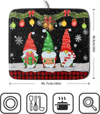 Merry Christmas Dish Drying Mat Black Gnomes Dish Drainer Mats 16x18 Inch - Image 2