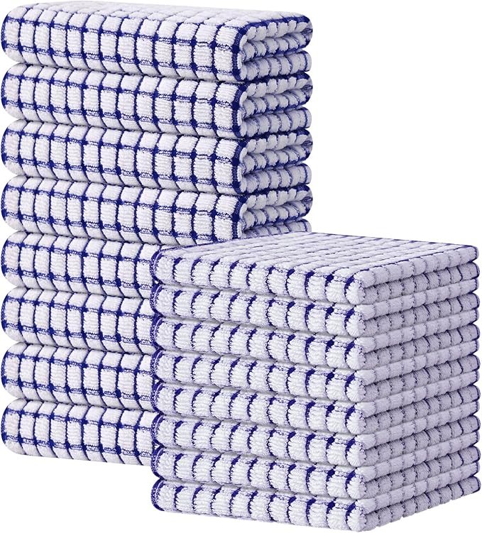 Kitinjoy Cotton 16 Pack Kitchen Towels and Dishcloths Sets, 16 x 25 Inch & 12 X by Kitinjoy