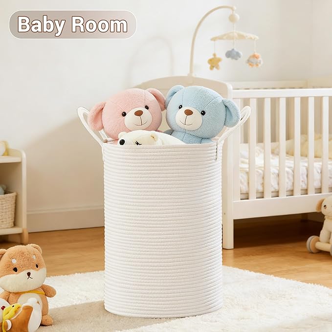 Tall Laundry Basket with Handles, 72L Portable Dirty Clothes Hamper, Boho - Image 4