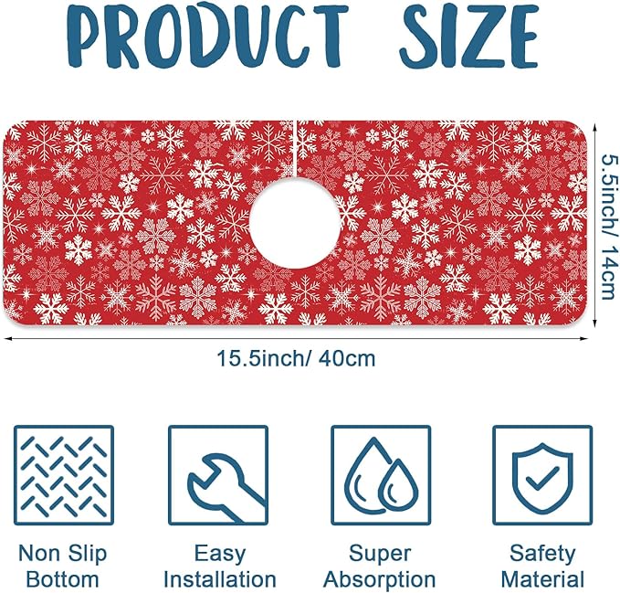 Christmas Merry Xmas Sink Splash Guard Santa Claus Faucet Absorbing Mat Fast - Image 2