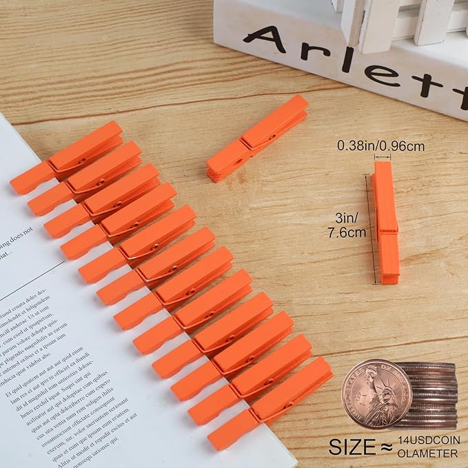 Phinus 72 Pcs Wooden Clothes Pins, 2.9 Inch Clothes Pins - Image 3