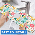 Colorful Floral Leaves Berries Kitchen Sink Splash Guard Mat Absorbent Fast - Image 6