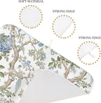Blue Green Dish Drying Mat 18x24 Inch Chinoiserie Vintage Floral Bird Drying - Image 3