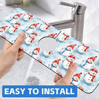 Christmas Snowman with Hat Kitchen Sink Splash Guard Mat Absorbent Fast Drying - Image 6