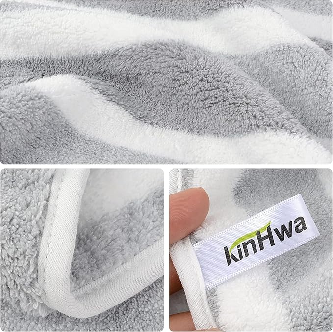 KinHwa Microfiber Hand Towels for Bathroom Soft and Absorbent Face Towels Grey - Image 5