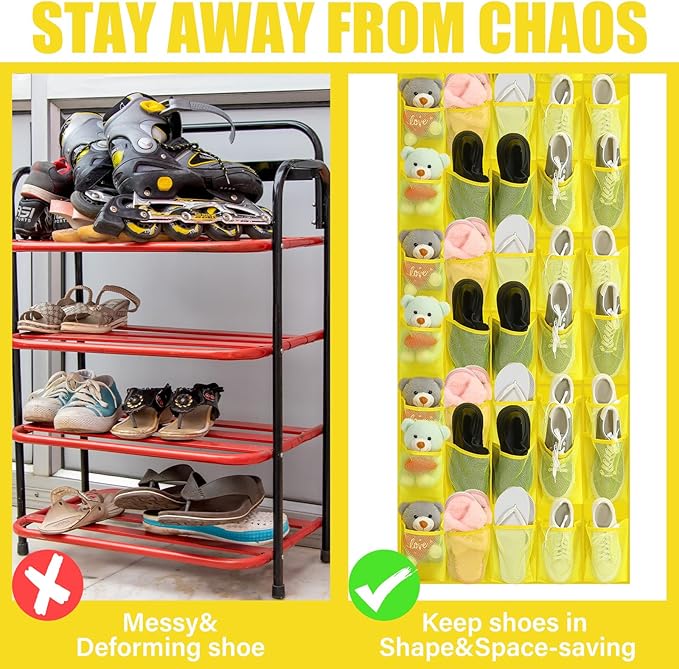 Windyun 40 Over the Door Shoe Organizer Large Mesh Pocket Hanging Shoe Rack - Image 5