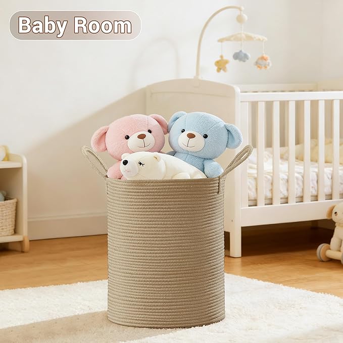 Tall Laundry Basket with Handles, 53L Portable Dirty Clothes Hamper, Boho - Image 4