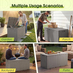 Devoko 100 Gallon Outdoor Storage Box, Waterproof Resin Deck Box for Patio Furniture, Lockable Container for Garden Cushions & Pool Supplies (Light Brown, 100 Gallon) - Image 4