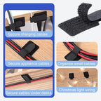 100 Pcs Hook and Loop Cable Ties, Self Adhesive Cable Management Desktop Cable - Image 5