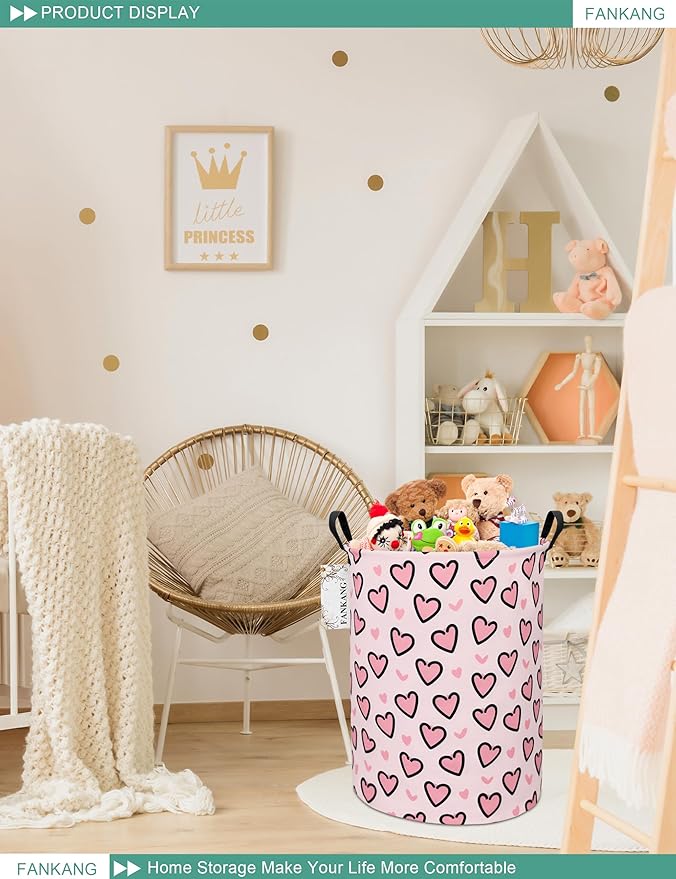 FANKANG Storage Basket, Nursery Hamper Canvas Laundry Basket Foldable - Image 3