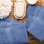 SUPERIOR Solid Egyptian Cotton Hand Towel Set, Denim Blue - Image 4