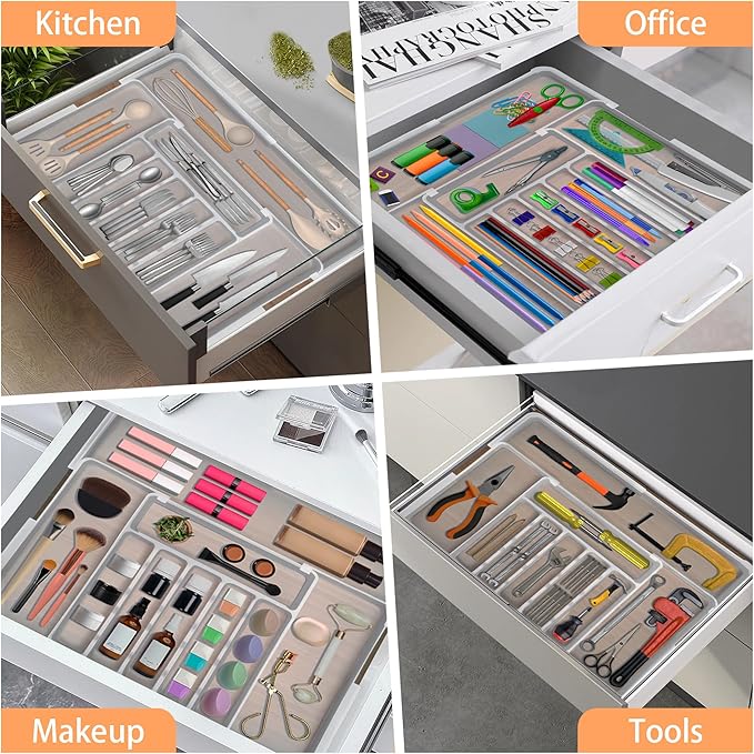 Large Silverware Drawer Organizer Expandable Kitchen Utensil Organizer BPA Free - Image 9