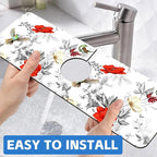 Poppy Wildflower Nightingale Sink Faucet Absorbing Mat Sink Splash Guard Faucet - Image 6