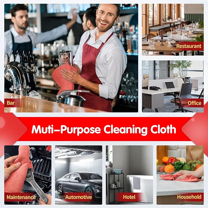 FIXSMITH Red Microfiber Cleaning Cloth -Pack of 8, Highly Absorbent Cleaning - Image 7