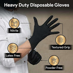 FifthPulse 6 Mil Black Nitrile Gloves, Heavy Duty Mechanic and Food Grade Glove - Image 6