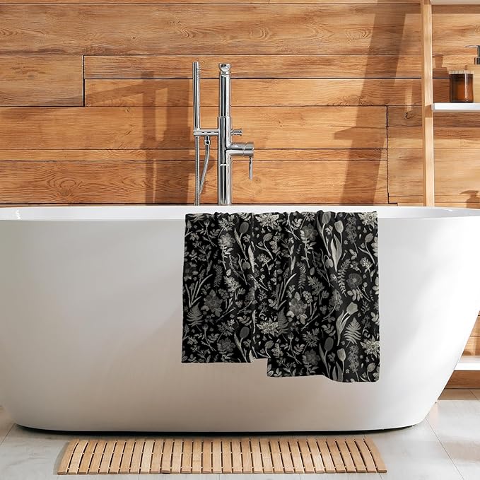 Black Spring Floral Hand Towels - Image 7