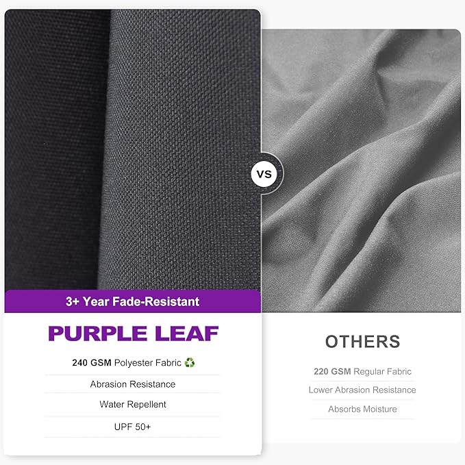 PURPLE LEAF 10 Feet Patio Umbrella with Base Outdoor Cantilever Solar Powered LED Swivel Square Umbrella Aluminum Offset Umbrella with 360-degree Rotation for Garden Deck Pool Patio, Grey - Image 4