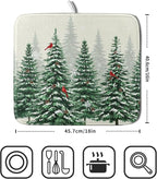 Winter Green Pine Tree Dish Drying Mat - Image 2