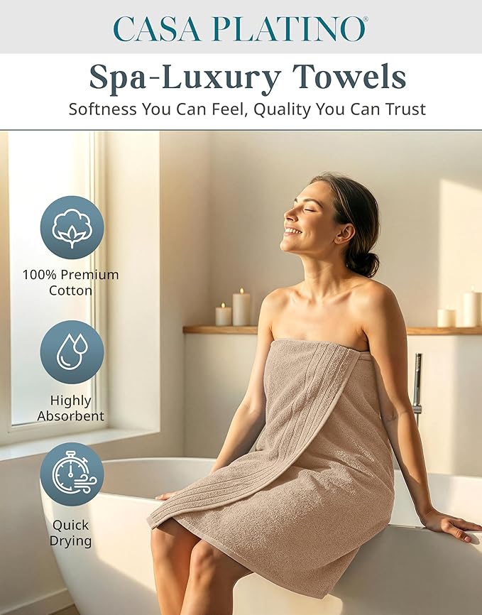 Casa Platino 100% Luxury Cotton Bathroom Towel Set 8 Pcs - Image 2