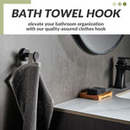 APLusee Matte Black Robe Towel Hook, 304 Stainless Steel Round Coat Hook - Image 7